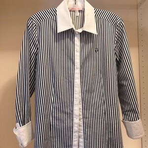 Basler Women's Striped Blouse - Navy and White